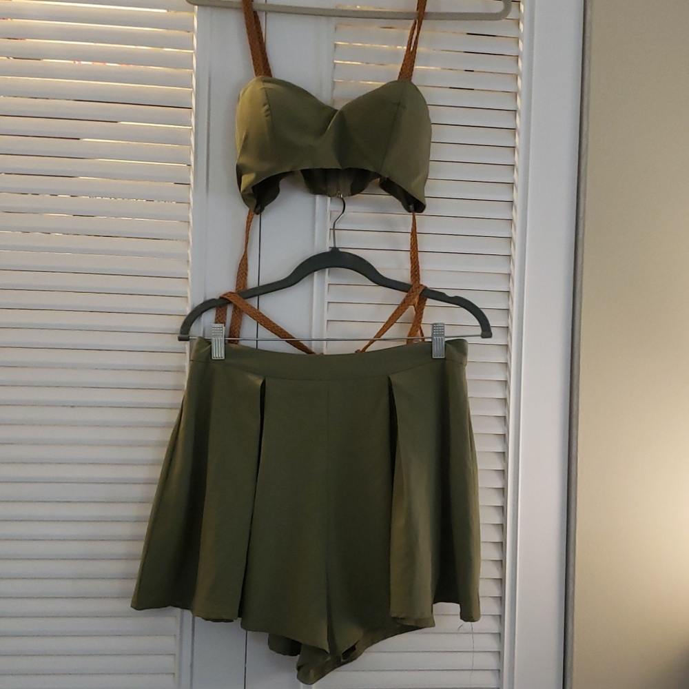 Olive 2-piece shorts set